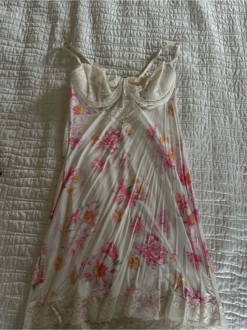 Victoria's Secret Cream Slip with Pink & Orange Floral